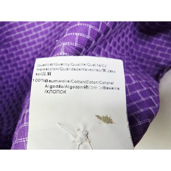 Hugo Boss Size 2XL Mens Purple White Pattern Long Sleeve Logo Tag Cotton Shirt - Picture 7 of 10